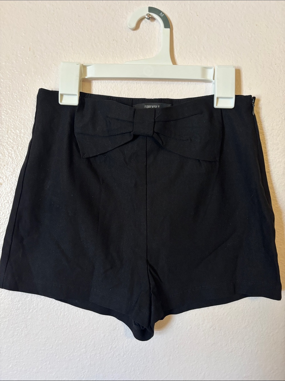 Forever 21 Black High-Waisted Mini Shorts with Front Bow Accent Size S